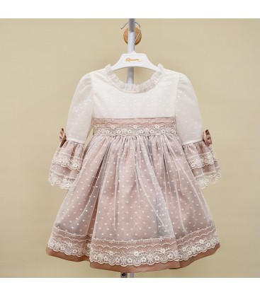 Mamen - Vestido arras tul plumeti seda rosa