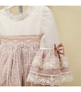 Mamen - Vestido arras tul plumeti seda rosa