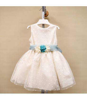 Piculina Kids - Vestido tul topos marfil
