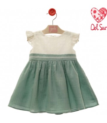 Del Sur - Vestido niña Panna Cotta verde empolvado