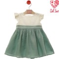 Del Sur - Vestido niña Panna Cotta verde empolvado
