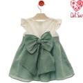 Del Sur - Vestido niña Panna Cotta verde empolvado