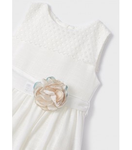 Mayoral - Vestido combinado guipur color crudo