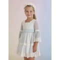 Abel&Lula - Vestido tul bordado puntillas color crudo-anis