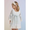 Abel&Lula - Vestido tul bordado puntillas color crudo-anis