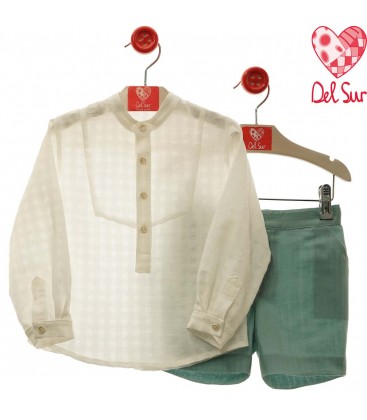 Del Sur - Conjunto niño Panna Cotta verde empolvado