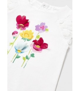Mayoral - Camiseta m/c apliques flor color blanco