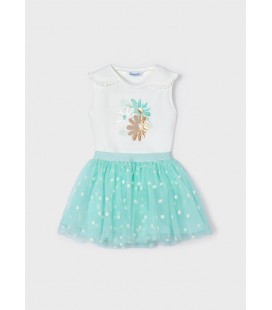 Mayoral - Conj. falda tul estampado color agua