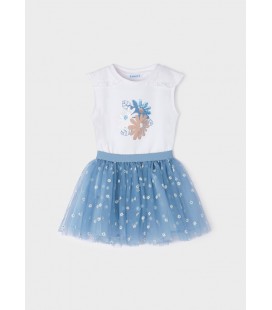 Mayoral - Conj. falda tul estampado color porcelana