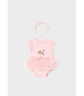 Mayoral Newborn - Body tutu con diadema color rosa baby