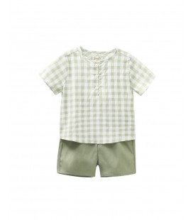 Dadati - Conjunto vichy verde para bebé Menta