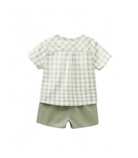 Dadati - Conjunto vichy verde para bebé Menta