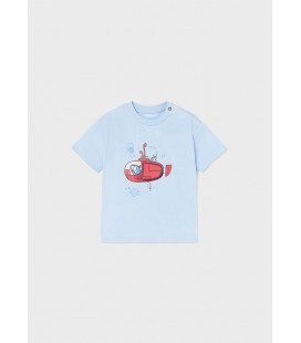 Mayoral - Camiseta m/c "play" vehiculo color celeste