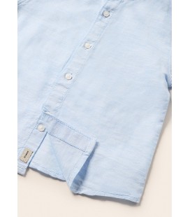 Mayoral - Camisa manga corta cuello mao lino celeste