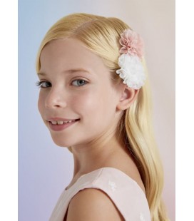 Abel&Lula - Pinza flor combinada color blanco-rosa