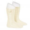 Cóndor - Calcetines altos perlé calados pompón - Cava