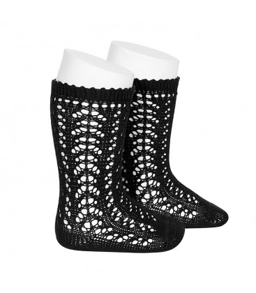 Cóndor - Calcetines altos perlé calados - Negro