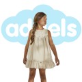 Nekenia - Vestido lino beige mangas fruncidas