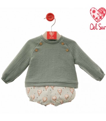 Del Sur - Conjunto para bebé Cleopatra verde empolvado