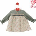 Del Sur - Vestido para bebé Cleopatra verde empolvado