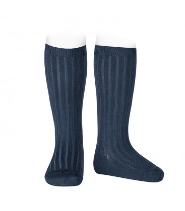 Cóndor - Calcetines altos canalé básicos - Lapislazuli