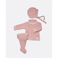 Juliana - Conjunto punto trenzas rosa empolvado
