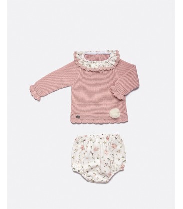 Juliana - Conjunto rosa empolvado flores