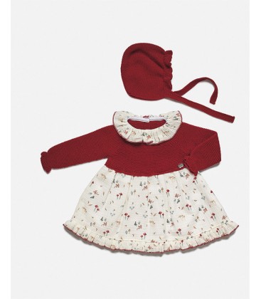 Juliana - Vestido con capota color rioja