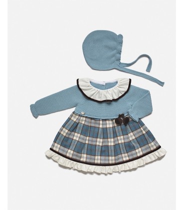 Juliana - Vestido con capota azul nube