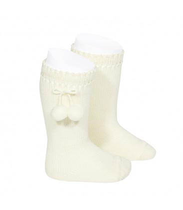 Cóndor - Calcetines altos perlé con borlas - Cava