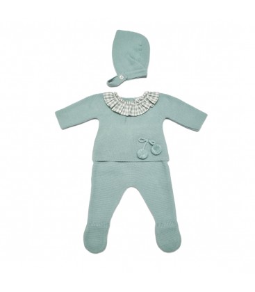 Valentina Bebés - Conjunto punto vichy verde empolvado