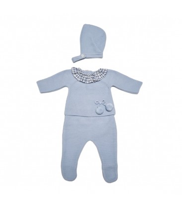 Valentina Bebés - Conjunto punto vichy azul empolvado