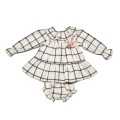 Valentina Bebés - Vestido cuadros crudo y gris