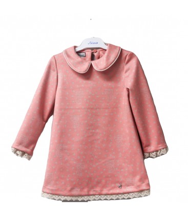 Nekenia - Vestido niña estampado gato color durazno