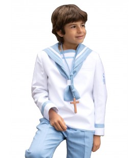 NovaDrima - Traje marinero blanco celeste