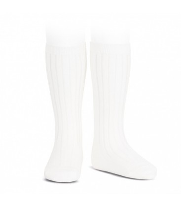 Cóndor - Calcetines altos canalé básicos - Blanco