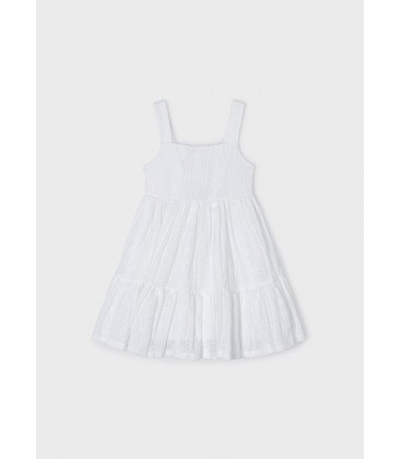 Mayoral - Vestido punto perforado color blanco