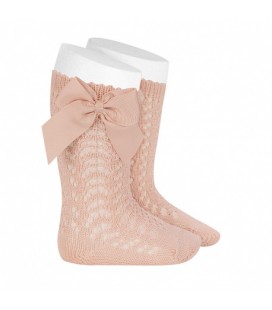 Cóndor - Calcetines altos calados con lazo - Nude