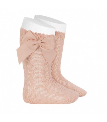 Cóndor - Calcetines altos calados con lazo - Nude