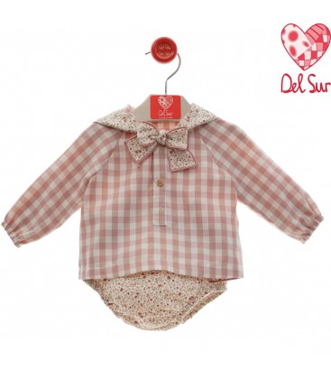 Del Sur - Conjunto bebé ranita Danza Rosa empolvado