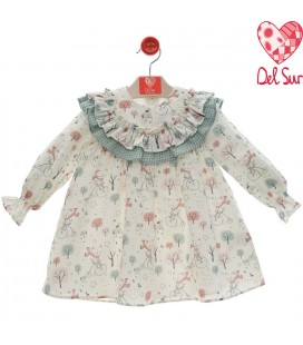 Del Sur - Vestido niña Samba Verde agua