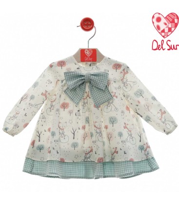 Del Sur - Vestido bebé Samba Verde agua