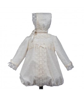 Misha Baby - Pelele de Bautizo Organza Topos con Capota