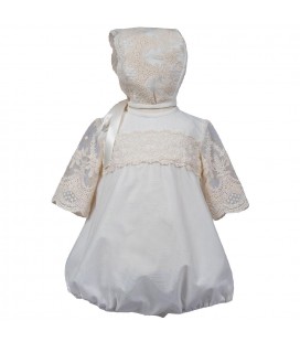 Misha Baby - Pelele de Bautizo Tul Bordado con Capota