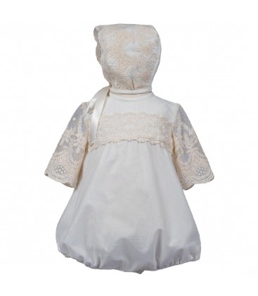 Misha Baby - Pelele de Bautizo Tul Bordado con Capota