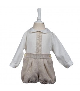 Misha Baby - Conjunto de Bautizo Camisa y Pantalón Lino
