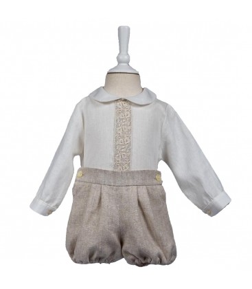 Misha Baby - Conjunto de Bautizo Camisa y Pantalón Lino