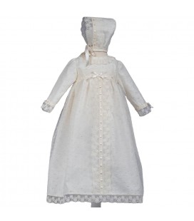 Misha Baby - Faldón de bautizo Organza Topos con Capota