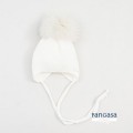 Pangasa Baby - Gorro Punto Orejero Pompón Pelo Natural Color Marfil