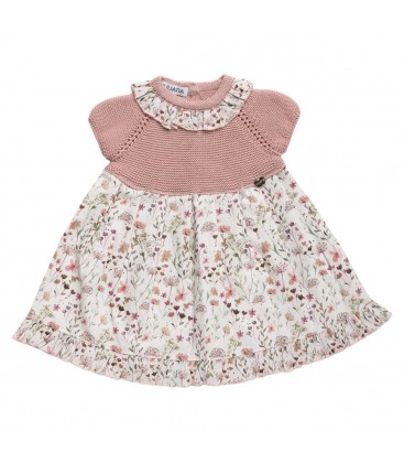 Juliana - Vestido bebé cuerpo de punto flores Maquillaje